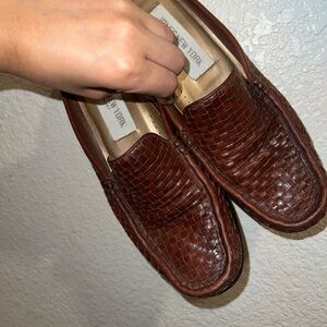Jones New York Women’s Woven Leather Loafers in Rich Brown